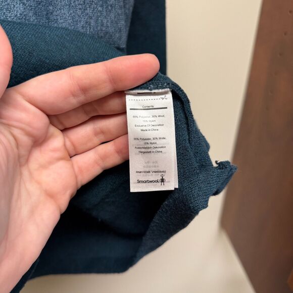 Smartwool Edgewood Sweater Blue Two Toned Wool Blend Cowl Neck Medium - Picture 8 of 8